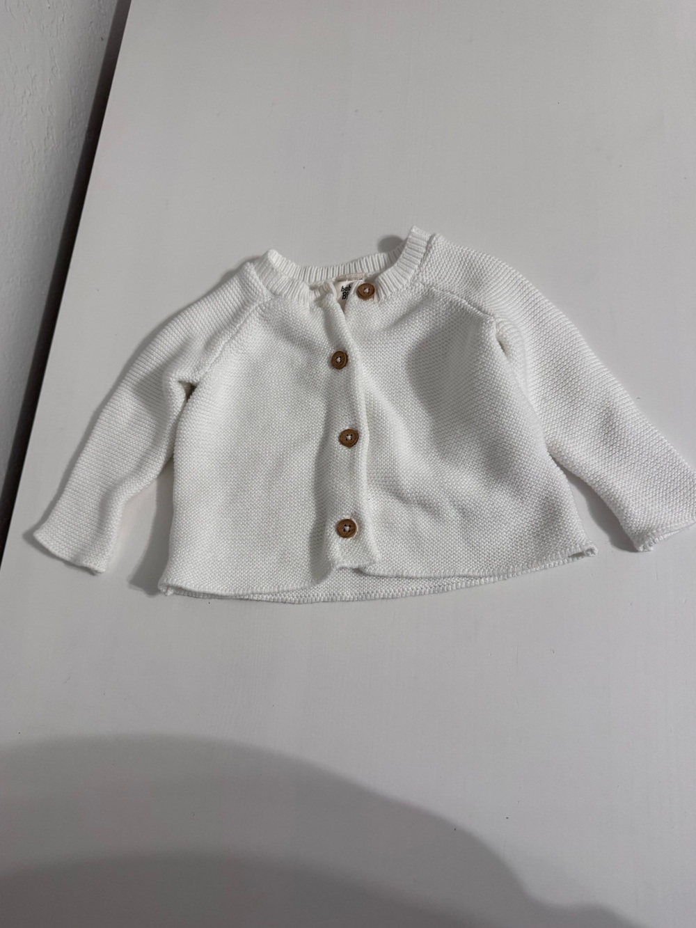 Classic White Baby Knit Cardigan with Button Front